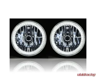 Octane Lighting 7 Inch SMD White LED Halo Angel Eye Headlamp Headlight H4 Halogen Light Bulb Pair - OL-030-W