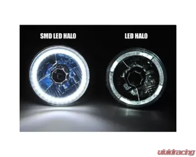 Octane Lighting 7 Inch SMD White LED Halo Angel Eye Headlamp Headlight H4 Halogen Light Bulb Pair - OL-030-W