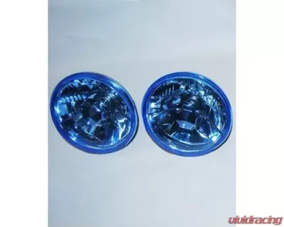 Octane Lighting 5 3/4 Halogen Diamond Crystal Clear Blue Headlight Headlamp 60/55W H4 Bulbs Pair - OL-033-BG