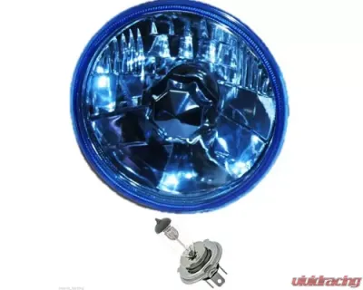 Octane Lighting 5 3/4 Halogen Diamond Crystal Clear Blue Headlight Headlamp 60/55W H4 Bulbs Pair - OL-033-BG