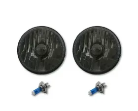 Octane Lighting 5 3/4 Inch Crystal Smoked Halogen Headlight Metal Headlamp 60/55W Light Bulbs Pair