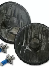 Octane Lighting 5 3/4 Inch Crystal Smoked Halogen Headlight Metal Headlamp 60/55W Light Bulbs Pair                                     - OL-033-SG - Image 2