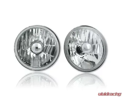 Octane Lighting 5 3/4 Inch Crystal Clear Halogen Headlight Metal Headlamp Sw 60/55W Light Bulbs Pair - OL-033