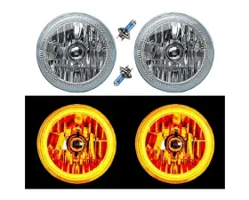 Octane Lighting 7 Inch COB Amber LED Halo Angel Eye H4 Headlamp Headlight Halogen Light Bulb Pair