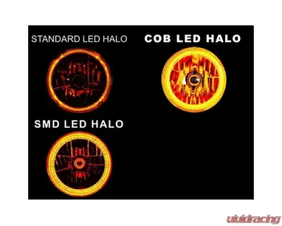 Octane Lighting 7 Inch COB Amber LED Halo Angel Eye H4 Headlamp Headlight Halogen Light Bulb Pair - OL-035-A