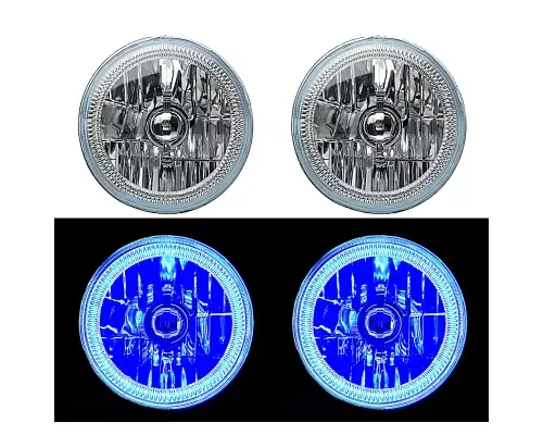 Octane Lighting 7 Inch Blue COB LED Halo Angel Eye H4 Headlamp Headlight Halogen Light Bulb Pair - OL-035-B