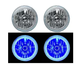 Octane Lighting 7 Inch Blue COB LED Halo Angel Eye H4 Headlamp Headlight Halogen Light Bulb Pair
