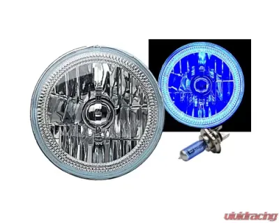 Octane Lighting 7 Inch Blue COB LED Halo Angel Eye H4 Headlamp Headlight Halogen Light Bulb Pair - OL-035-B
