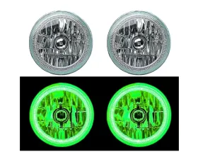 Octane Lighting 7 Inch Green COB LED Halo Angel Eye H4 Headlamp Headlight Halogen Light Bulb Pair