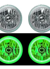 Octane Lighting 7 Inch Green COB LED Halo Angel Eye H4 Headlamp Headlight Halogen Light Bulb Pair                                     - OL-035-G - Image 9