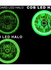 Octane Lighting 7 Inch Green COB LED Halo Angel Eye H4 Headlamp Headlight Halogen Light Bulb Pair                                     - OL-035-G - Image 4