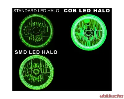 Octane Lighting 7 Inch Green COB LED Halo Angel Eye H4 Headlamp Headlight Halogen Light Bulb Pair - OL-035-G