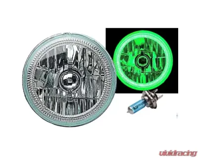 Octane Lighting 7 Inch Green COB LED Halo Angel Eye H4 Headlamp Headlight Halogen Light Bulb Pair - OL-035-G