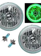 Octane Lighting 7 Inch Green COB LED Halo Angel Eye H4 Headlamp Headlight Halogen Light Bulb Pair                                     - OL-035-G - Image 9