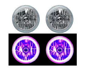 Octane Lighting 7 Inch Purple COB LED Halo Angel Eye 6k Headlamp Headlight Halogen Light Bulb Pair