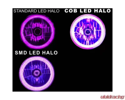 Octane Lighting 7 Inch Purple COB LED Halo Angel Eye 6k Headlamp Headlight Halogen Light Bulb Pair - OL-035-PU