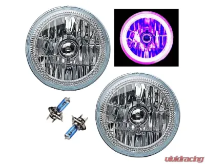 Octane Lighting 7 Inch Purple COB LED Halo Angel Eye 6k Headlamp Headlight Halogen Light Bulb Pair - OL-035-PU