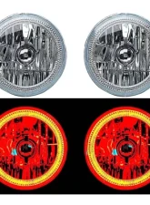 Octane Lighting 7 Inch Red COB LED Halo Angel Eye H4 Headlamp Headlight Halogen 60w Light Bulb Pair                                     - OL-035-R - Image 9