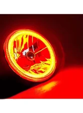 Octane Lighting 7 Inch Red COB LED Halo Angel Eye H4 Headlamp Headlight Halogen 60w Light Bulb Pair                                     - OL-035-R - Image 7