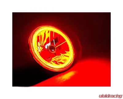 Octane Lighting 7 Inch Red COB LED Halo Angel Eye H4 Headlamp Headlight Halogen 60w Light Bulb Pair - OL-035-R