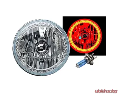 Octane Lighting 7 Inch Red COB LED Halo Angel Eye H4 Headlamp Headlight Halogen 60w Light Bulb Pair - OL-035-R