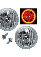 Octane Lighting 7 Inch Red COB LED Halo Angel Eye H4 Headlamp Headlight Halogen 60w Light Bulb Pair                                     - OL-035-R - Image 9