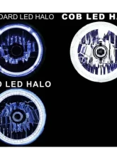 Octane Lighting 7 Inch White COB LED Halo Angel Eye H4 6k Headlamp Headlight Halogen Light Bulb Pair                                     - OL-035-W - Image 4