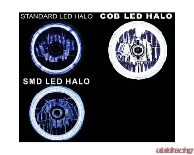 Octane Lighting 7 Inch White COB LED Halo Angel Eye H4 6k Headlamp Headlight Halogen Light Bulb Pair - OL-035-W