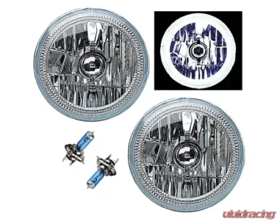 Octane Lighting 7 Inch White COB LED Halo Angel Eye H4 6k Headlamp Headlight Halogen Light Bulb Pair - OL-035-W