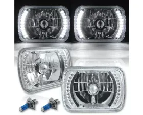 Octane Lighting 7X6 White LED Halo Halogen Crystal Clear Headlights Angel Eye Light H4 Bulbs Pair