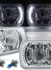 Octane Lighting 7X6 White LED Halo Projector Halogen Crystal Headlights Angel Eye Light H4 Bulbs                                     - OL-050-P - Image 12