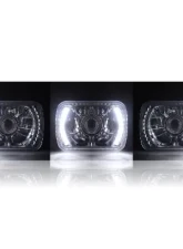 Octane Lighting 7X6 White LED Halo Projector Halogen Crystal Headlights Angel Eye Light H4 Bulbs                                     - OL-050-P - Image 3