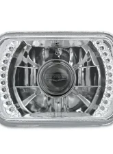 Octane Lighting 7X6 White LED Halo Projector Halogen Crystal Headlights Angel Eye Light H4 Bulbs                                     - OL-050-P - Image 4