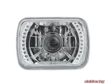 Octane Lighting 7X6 White LED Halo Projector Halogen Crystal Headlights Angel Eye Light H4 Bulbs - OL-050-P