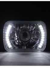 Octane Lighting 7X6 White LED Halo Projector Halogen Crystal Headlights Angel Eye Light H4 Bulbs                                     - OL-050-P - Image 5