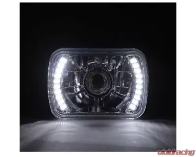 Octane Lighting 7X6 White LED Halo Projector Halogen Crystal Headlights Angel Eye Light H4 Bulbs - OL-050-P