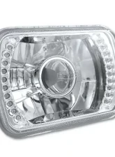 Octane Lighting 7X6 White LED Halo Projector Halogen Crystal Headlights Angel Eye Light H4 Bulbs                                     - OL-050-P - Image 6
