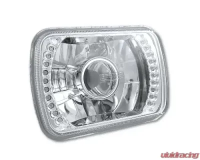 Octane Lighting 7X6 White LED Halo Projector Halogen Crystal Headlights Angel Eye Light H4 Bulbs - OL-050-P