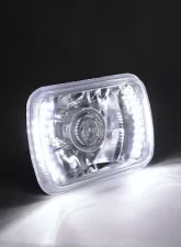 Octane Lighting 7X6 White LED Halo Projector Halogen Crystal Headlights Angel Eye Light H4 Bulbs                                     - OL-050-P - Image 7