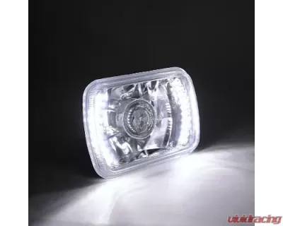 Octane Lighting 7X6 White LED Halo Projector Halogen Crystal Headlights Angel Eye Light H4 Bulbs - OL-050-P