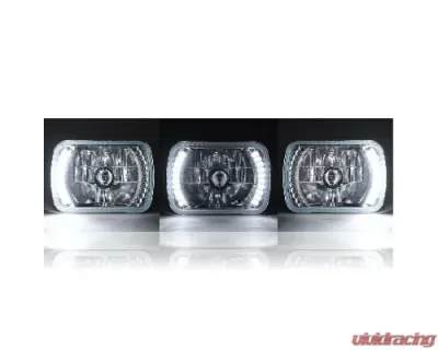 Octane Lighting 7X6 White LED Halo Halogen Crystal Clear Headlights Angel Eye Light H4 Bulbs Pair - OL-050