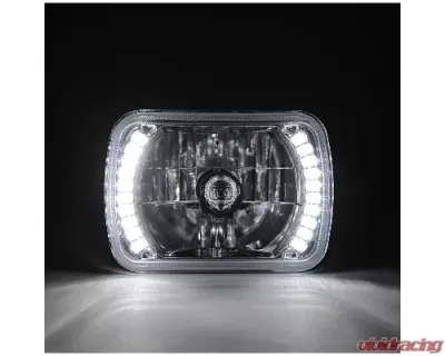 Octane Lighting 7X6 White LED Halo Halogen Crystal Clear Headlights Angel Eye Light H4 Bulbs Pair - OL-050