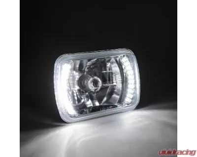 Octane Lighting 7X6 White LED Halo Halogen Crystal Clear Headlights Angel Eye Light H4 Bulbs Pair - OL-050