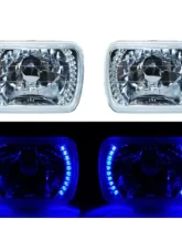 Octane Lighting 7X6 Blue LED Halo Halogen Crystal Clear Headlights Angel Eye Light H4 Bulbs Pair                                     - OL-051 - Image 6