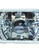 Octane Lighting 7X6 Blue LED Halo Projector Halogen Crystal Headlights Angel Eye Light H4 Bulbs                                     - OL-051-P - Image 2