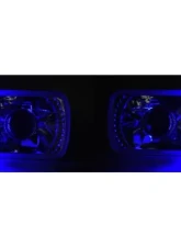 Octane Lighting 7X6 Blue LED Halo Projector Halogen Crystal Headlights Angel Eye Light H4 Bulbs                                     - OL-051-P - Image 5