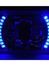 Octane Lighting 7X6 Blue LED Halo Projector Halogen Crystal Headlights Angel Eye Light H4 Bulbs                                     - OL-051-P - Image 6