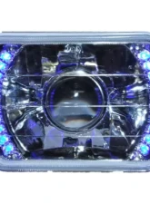 Octane Lighting 7X6 Blue LED Halo Projector Halogen Crystal Headlights Angel Eye Light H4 Bulbs                                     - OL-051-P - Image 7