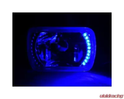 Octane Lighting 7X6 Blue LED Halo Halogen Crystal Clear Headlights Angel Eye Light H4 Bulbs Pair - OL-051
