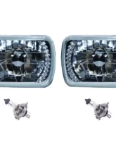 Octane Lighting 7X6 Blue LED Halo Halogen Crystal Clear Headlights Angel Eye Light H4 Bulbs Pair                                     - OL-051 - Image 6